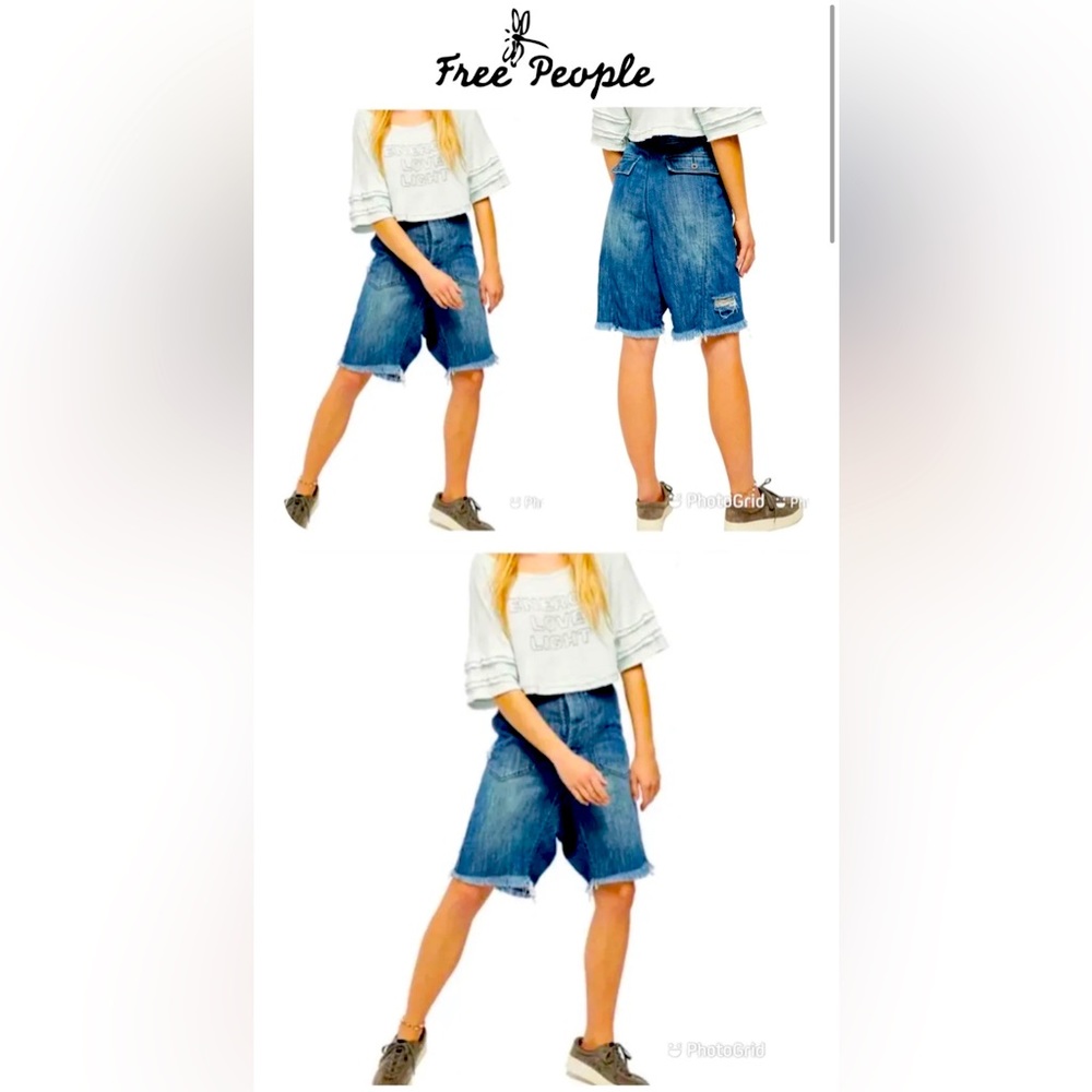 We The Free- Free People- She’s A Legend- High Waisted Harem Shorts- NWT- Blue